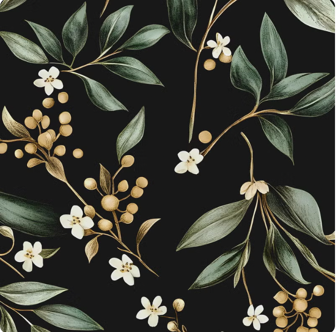 VOLEAAR Dark Peel and Stick Wallpaper Vintage â€“ Dark Green Leaf Removable Self-Adhesive Vinyl for Bathroom Bedroom Kitchen Drawer Cabinet, Black Green Gold Floral Wall Decor Retro Style 17.5" x 118"