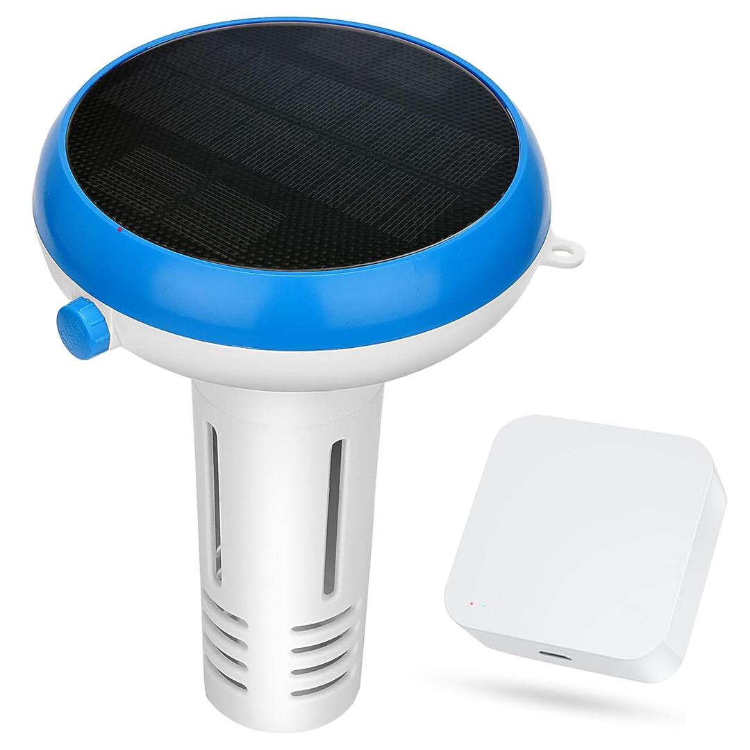 Pool pH Meter Smart pH Chlorine Monitor Solar & USB Powered Salinity Tester for Saltwater Pool 7 in 1 Digital pH Chlorine Salt ORP TDS EC Temp Test Kit for Inground Pool Above Ground Pool Spa Hot Tub