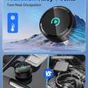 Ultra Mini Circular Wireless CarPlay & Android Auto Adapter, 3-5s Fast Auto Reconnect, Aluminum Alloy Vent Design, 2-in-1 CarPlay Wireless Adapter for iOS & Android with USB A/C Port