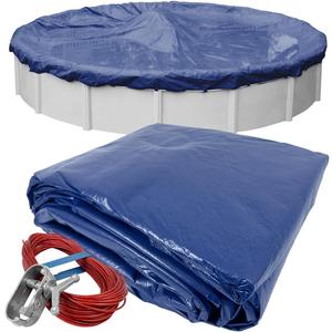 Robelle 18 ft Professional Supreme Blue Pool Cover for Above Ground Pools | Blue Winter Cover, 4 ft Overlap (22ft Cover Size), Solid 12 x 12 Scrim, 3.7 oz/yd2, 125 GSM, 15-Year, Style: 2718-4A
