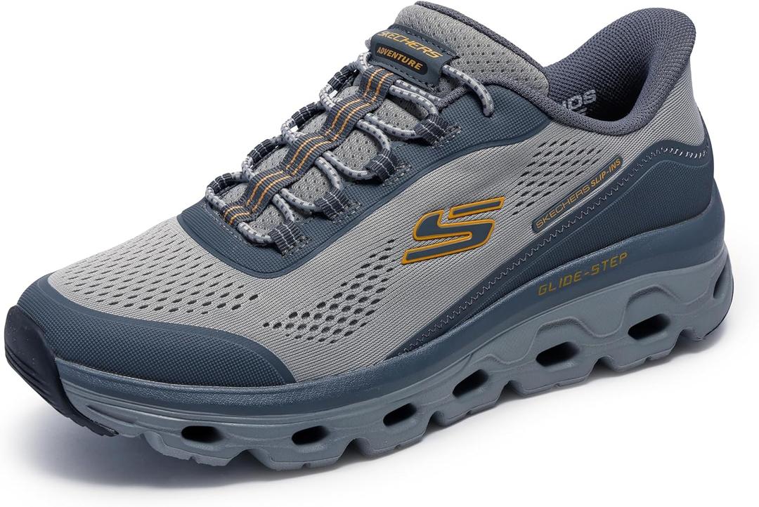 Skechers Men's Glide-Step Sole Hands Free Slip-in Sneaker (12 Wide, Grey)