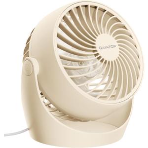 Gaiatop Desk Fan, 5-Inch Portable Electric Table Desktop Air Circulator Fans, Small but Powerful with 3 Speed 360 Adjustable Tilt for Cooling Home Dorm Office Bedroom Bathroom Kitchen, Beige
