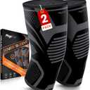 PhysFlex Knee Brace for Pain Relief - Knee Compression Sleeves for Men and Women - Support for Weightlifting, Gym, Workout, Volleyball, Arthritis (XL, Black)