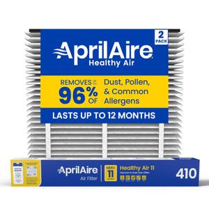 AprilAire 410 Replacement Filter for AprilAire Whole House Air Purifiers - MERV 11, Clean Air & Dust, 16x25x4 Air Filter (Pack of 2)