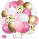 Przyjecie Pink Gold White Latex Balloons,61 Pcs Pink and Gold Confetti Party Balloons For Girl's Birthday Mother's Day Baby Shower Engagement Wedding Anniversary Party Decorations