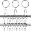 Qunclay 100 Set 1.65 Inch Metal Curtain Rings with Eyelets Curtain Hooks for Drapes and Metal Drapery Pin Drapery Hooks for Window Door Shower Bathroom Rings (Silver)
