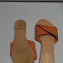 FITORY Women's Flat Sandals Fashion Slides With Soft Leather Slippers for Summer Size 6-11