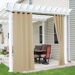 RYB HOME Outdoor Curtains Blackout - 2 Panels Outside Curtains Waterproof Thermal Insulating for Patio Porch Garage Garden Gazebo Universal Replacement Sidewall, W 52 x L 72 inch, Biscotti Beige