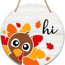 Thanksgiving Wooden Sign for Front Door Decor, Thanksgiving Gifts for Women Men, Fall Door Decorations Wall Art, 8" Round Plaque Hanging Door Sign for Home Party Supplies - A07