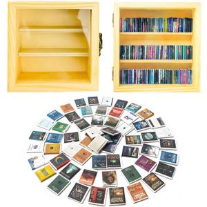 Mini Classic Novel Books with Bookshelf, Dollhouse Miniatures, Desk Decor Set for Collectors