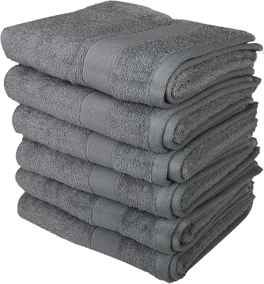 RAJRANG Hand Towels for Bathroom Highly Absorbent Light Weight and Soft Cotton Towel Grey Pack of 6