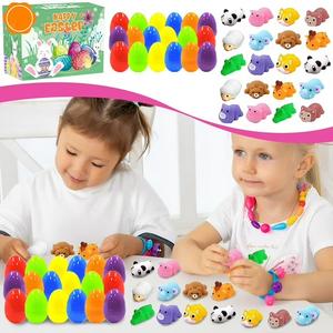 20 PCS Prefilled Easter Eggs with Toys,Easter Eggs with Mini Stuffed Animals Plush Toys for Kids Toddler,Easter Basket Filler Egg Hunt Filler Stuffer