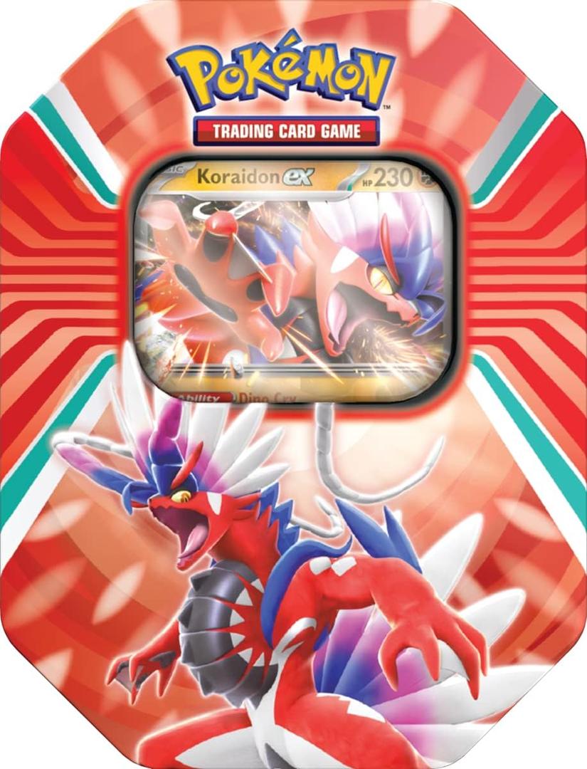 Tin - Koraidon (1 Foil Card & 4 Booster Packs) Tin - Koraidon (1 Foil Card & 4 Booster Packs)