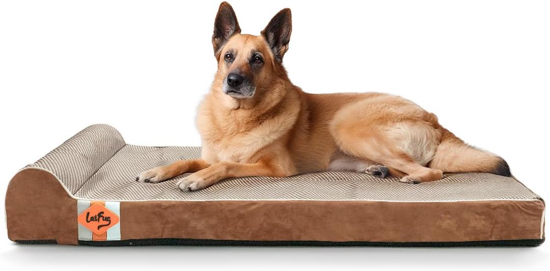 Laifug Orthopedic Dog Beds for Large Dogs,4.5" Memory Foam Dog Beds,Durable Water Proof Liner Removable and Washable, Nonskid Bottom, Brown 46"x28"x8"