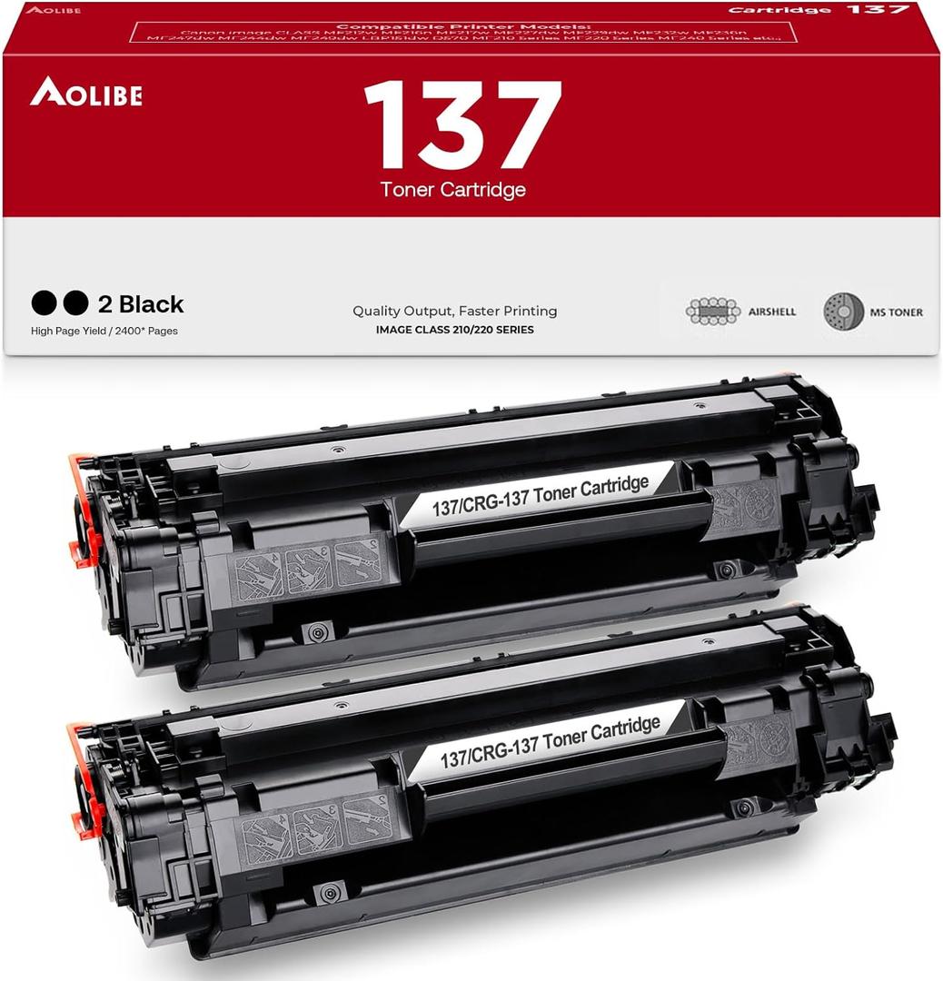 137 Compatible Toner Cartridge Replacement for Canon 137 Black Toner Cartridge, use for Canon ImageCLASS MF232w, MF242dw, MF212w, MF216n, MF217w, MF244dw, MF247dw, MF249dw, MF227dw, 2 Pack