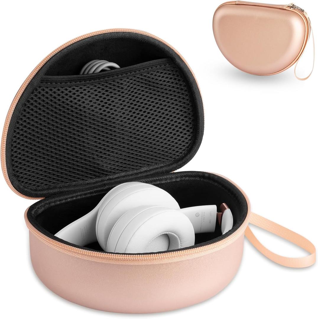 Hard Shell Travel Case Compatible with Beats Studio Pro/Studio3/Solo4/Solo3/ Solo 2 Bluetooth On-Ear Headphones (Gold)