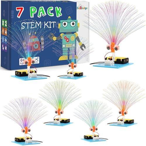 6 Set Bulk STEM Kit Individual Craft Kits for Kids, Science Projects Crafts Group Activity, Light Experiments Circuit Toys, Fun Fiber Optic STEAM Activities for Boys Girls Ages 6-8 8-12 6 8 10 Year