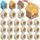 DoubleFill 24 Pcs Christmas Nativity Painting Craft Kits for Kids Nativity House Religious Craft for Kids Make Your Own Jesus House DIY Wooden Christian Christmas Ornaments for Art Sunday School