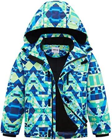 UMMTOM Boys Waterproof Ski Jacket Fleece Lined Warm Winter Snow Coat Hooded Winter Jacket for Kids9-10