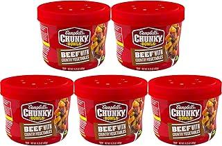 Campbell's Chunky Soup, Beef Soup with Country Vegetables, 15.25 oz Microwavable Bowl (Pack of 8) Best By: Nov-2026