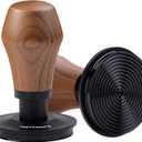 Normcore 58.5mm Coffee Tamper V4.1 with Click Sound Feedback, Espresso Spring Loaded Tamper with Titanium PVD Coating Ripple Base, Genuine American Walnut Handle with Silicone Stand