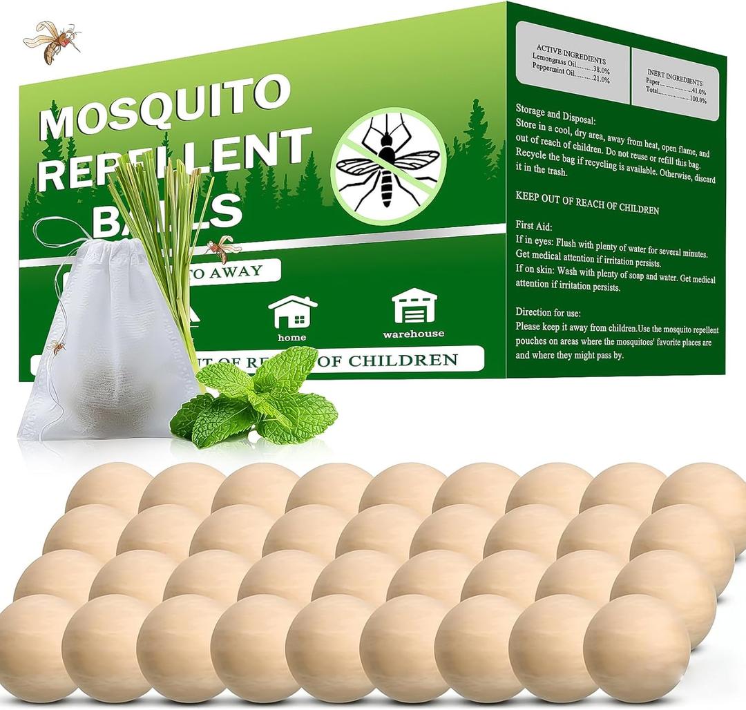 Mosquito Repellent Outdoor Patio 36 Balls - Mosquito Repellant Indoor & Outdoor for Yard Home Patio Travel Camping, Keep Mosquitoes Away from Door Patio
