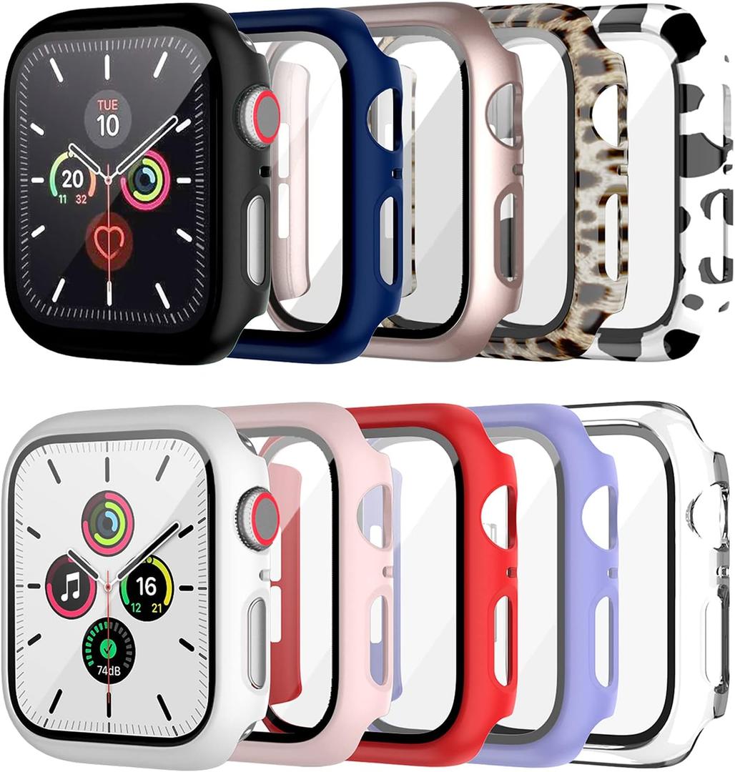 10 Pack Case for Apple Watch Series 3/2/1 38mm with Tempered Glass Screen Protector, BHARVEST High Definition Scratch Resistant Hard PC Bumper Cover for Apple Watch Accessories (10 Colors, 38mm)