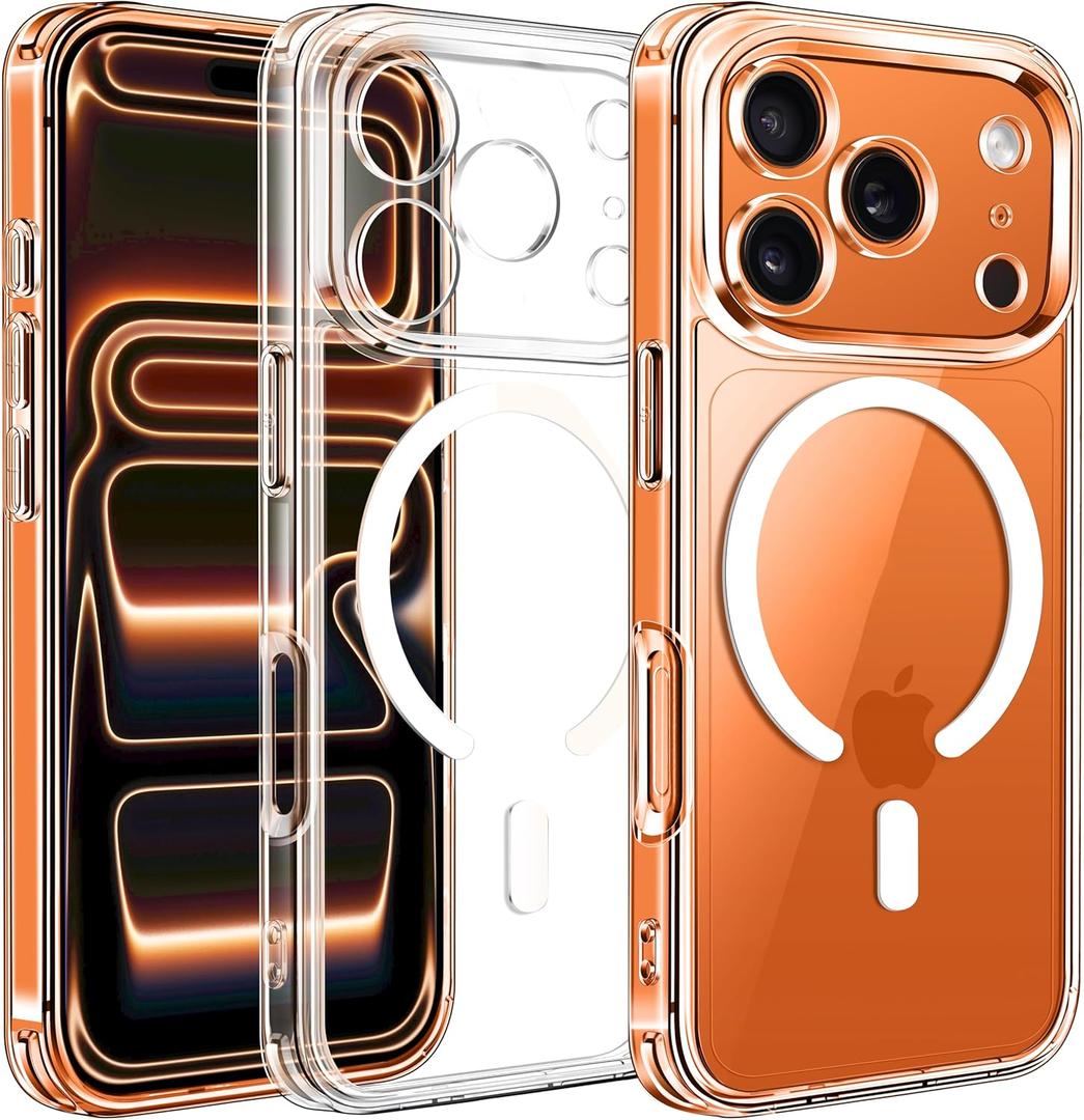 ivoler Magnetic Case for iPhone 17 Pro Max 6.9'' [Compatible with Magsafe] [15 FT Military Grade Protection] Magnetic Charger Case Bumper, Frosted Translucent Back for iPhone 17 Pro Max - Clear