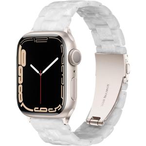 Light Apple Watch Band-Fashion Resin iWatch Bands for Women Men Bracelet Compatible with Stainless Steel Buckle for Apple Watch Series 10 Series SE Series 9 Series 8 Series 7 6 5 4 3 2 1 Ultra 2 1, 38mm/40mm/41mm/42mm(Series 10), 49mm/46mm/45mm/44mm/42mm(Series 3 2 1)