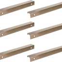 LC LICTOP Edge Pull Handles for Cabinets, 7.9 Inch Aluminum Alloy Finger Tab Pulls, Concealed Drawer Handles for Kitchen, Dresser, Wardrobe, 6.23 Inch Hole Spacing, 6Pcs Champagne Edge Pulls