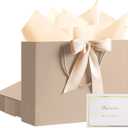 PASEOTA 12.6" Gift Bags Bulk, 10 Pcs Gift Bags with 20 Tissue Paper 10 Greeting Cards, Luxury Bag with Handles for Anniversary Wedding Birthday Christmas (Champagne)