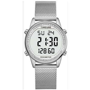 TIMEURE Pedometer Watch for Women, Step Counter for Walking No App/Phone Required Step Counter, Waterproof Fitness Calorie Tracker, Distance Tracking, Alarm, Large Digital Display Watch, TU-2509