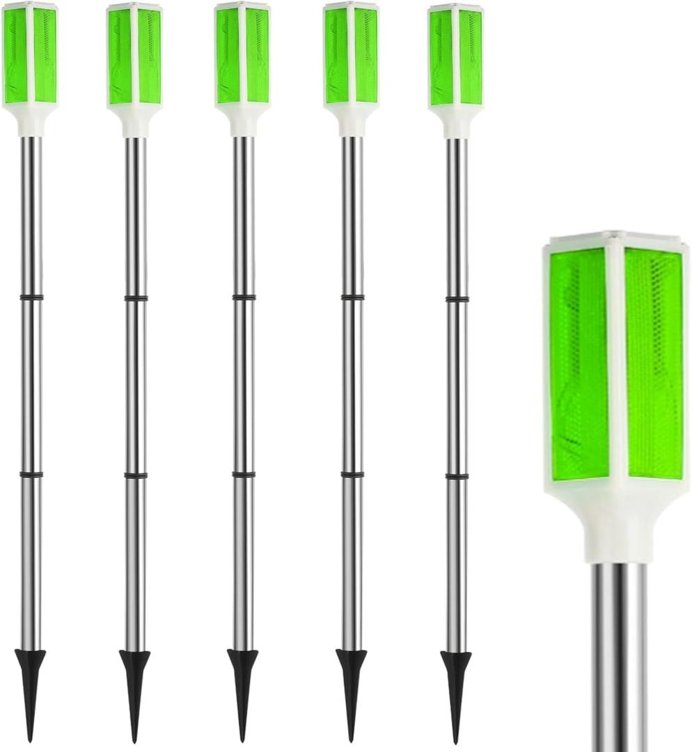 Joyibay 5 PCS Solar Powered Driveway Markers, Solar Warming Landscape Lights, Solar Outdoor Driveway Lights, Landscape Driveway Reflectors on Poles for Snow Road Yard (Green)