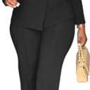Kafiloe Women Double Breasted Blazer Pants Suit 2 Piece Outfits Casual Long Sleeve Blazer Set for Work Business (X-Large, Black)