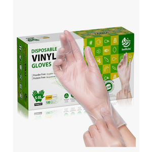 Disposable Vinyl Gloves, Food Safe, Latex-Free Powder-Free Clear Plastic Gloves for Cooking, House Clean, Food Prep
