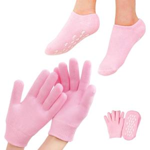 4 PCS Moisturizing Gloves and Socks, Gel Spa Moisturizing Therapy Sock  Glove, Soften Repairing Dry Cracked, Hands Feet Skin Care, Effective in Repair Dry and Chapped Hands and Feet Skin Care(Small)