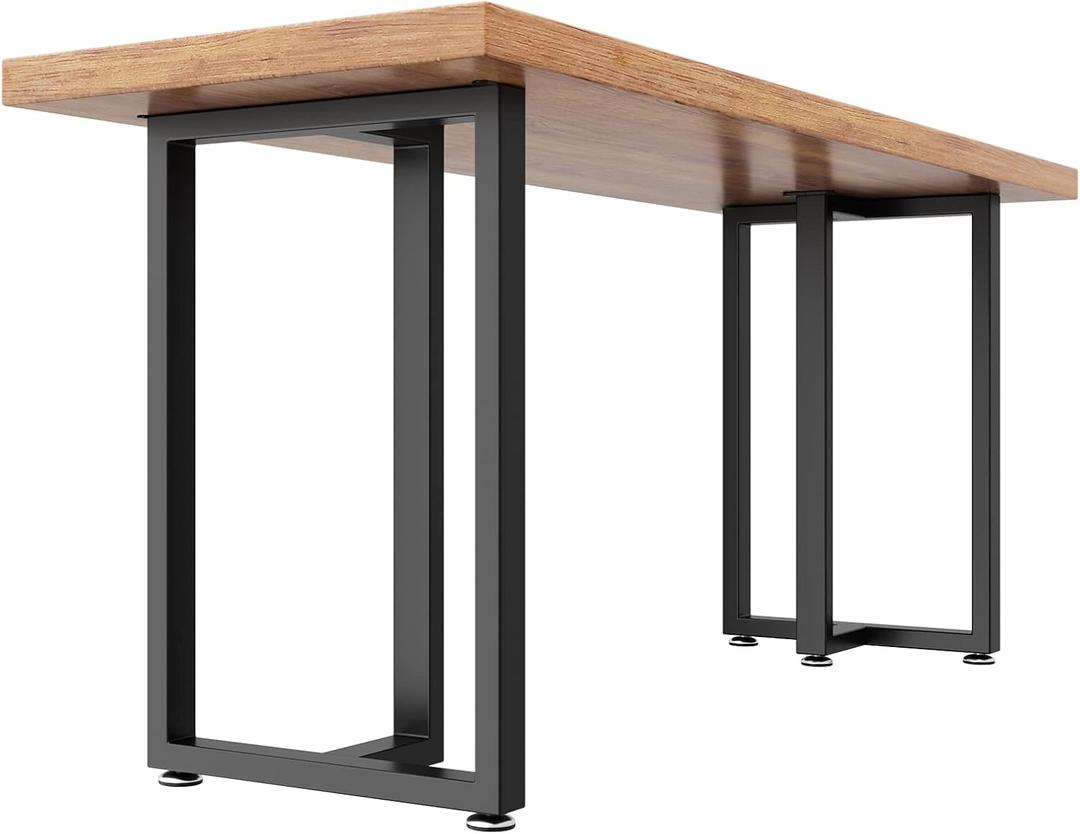 Metal Table Legs 28 inch Height x 24 inch Wide with Adjustable Protector Feet, Industrial & Rustic Style Heavy Duty Metal Furniture Legs for Desk/Table, (Bear Up to 800lb), Black, T-Shape Set of 2
