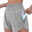 BMJL Women's Athletic Shorts High Waisted Running Short Pocket 2.5" Sporty Shorts Gym Elastic Workout Shorts (Grey)
