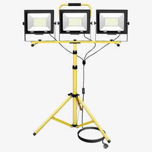 AUXTINGS 100W Triple LED Work Light,Job Site Light with Telescopic Removable Tripod Stand,3X 8000 Lumen, 100V140V, IP65 with 5m Cord and Switch for Workshop, Garage, Basement, Repairing Home
