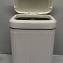 rejomiik Small Bathroom Trash Can with Lid 2.1 Gallon Soft Close Step Slim Garbage Can Waste Bin for Office, Bedroom, Kitchen, Cream