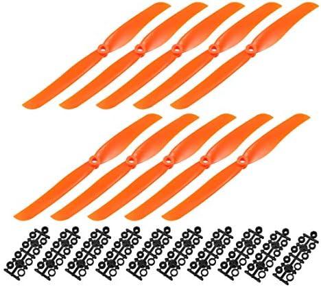 uxcell RC Propellers CW 8040 8x4 Inch 2-Vane Fixed-Wing for Airplane Toy, Nylon Orange 10pcs with Adapter Rings