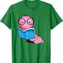 Book Worm Costume World Book Day Cute Kawaii Worm Reading T-Shirt. XS