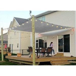 Rectangle Sun Shade Sail Canopy, 6' x 8' Patio Shade Cloth Outdoor Cover - Sunshade Fabric Awning Shelter for Pergola Backyard Garden Carport (Grey) (Gray)