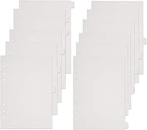 A5 Binder Dividers,12 Tab Transparent Binder Index Dividers, 6 Holes Plastic Clear Binder Dividers with Tabs Loose Leaf Page Tab Dividers (12)