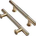khtumeware 10 Pack 4 Inch(102mm) Drawer Handles Knurled Brushed Brass Cabinet Pulls Drawer Pulls Kitchen Hardware Kitchen Handles for Cabinets Cupboard Handles