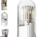 Concealed Toothbrush Holder, Rotating Bathroom Organizer Countertop, Toothbrush Holders with Cover, Bathroom Counter Organizer with Covered Makeup Brush Holder (1pcs White)