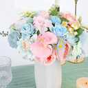 Artificial Flowers Combo Box Set Baby Blue Pink Silk Roses Dahlia Peonies Greenery with Stems DIY Pastel Rainbow Bridal Shower Wedding Bouquets Floral Arrangements Table Centerpieces Party Decor