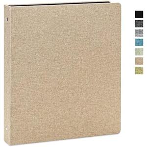 Vienrose Binder 1 Inch Round Rings with Linen Fabric Cover, Fits 8.5 x 11 Inch Paper, Durable Organizer for School, Office, Home, Recipes, Khaki