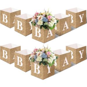 Jetec 10 Piece 7X 7X 7 inch Baby Shower Centerpiece Boxes Baby Shower Party Decorations Table Display with Letters Gender Reveal Party Favor Block Holder(Burlap Print) Jetec 10 Piece 7X 7X 7 inch Baby Shower Centerpiece Boxes Baby Shower Party Decorations Table Display with Letters Gender Reveal Party Favor Block Holder(Burlap Print)