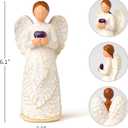 Resin Angel Statue 6.1 Inch - Holding Purple Crystal Heart Figurine, Handcrafted White Angel Sculpture for Home Decor, Sympathy Gift, Healing Angel for Women, Thanksgiving & Christmas Decorations.